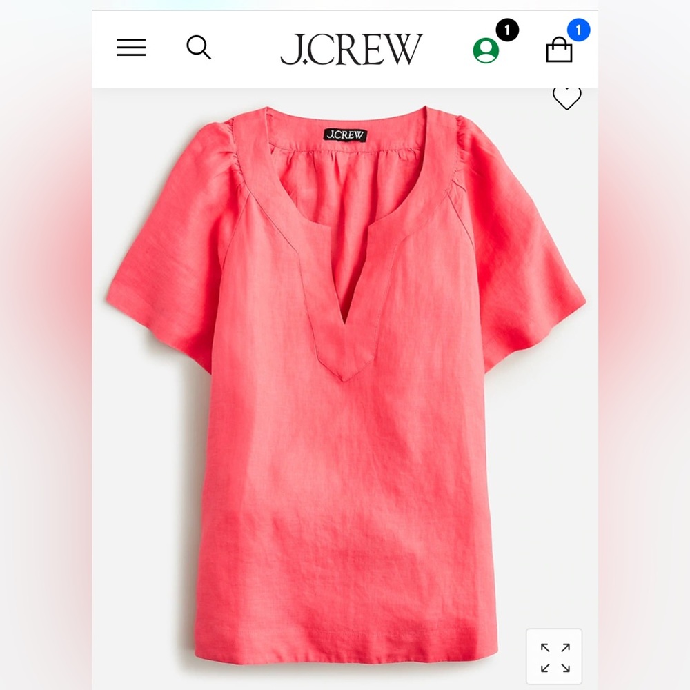 New Jcrew Flutter-sleeve linen V-neck top pink cork size XL / 10 BR063